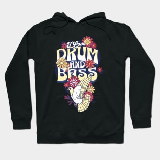 DRUM AND BASS  - I Love Retro Bird (navy/maroon/beige) Hoodie